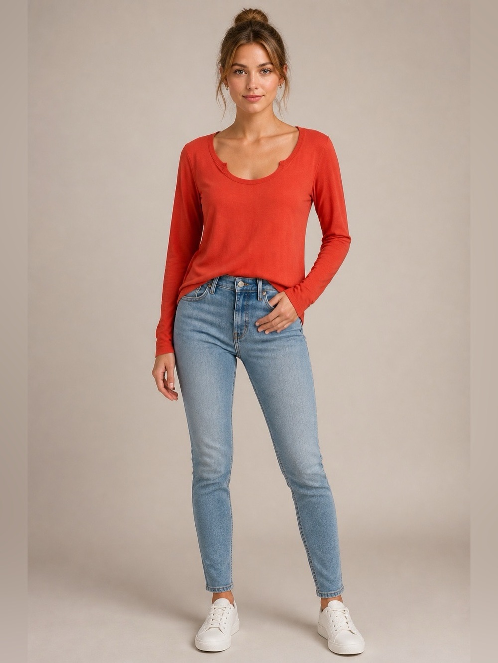 Anthropologie Long Sleeve Scoop Round Neck Top